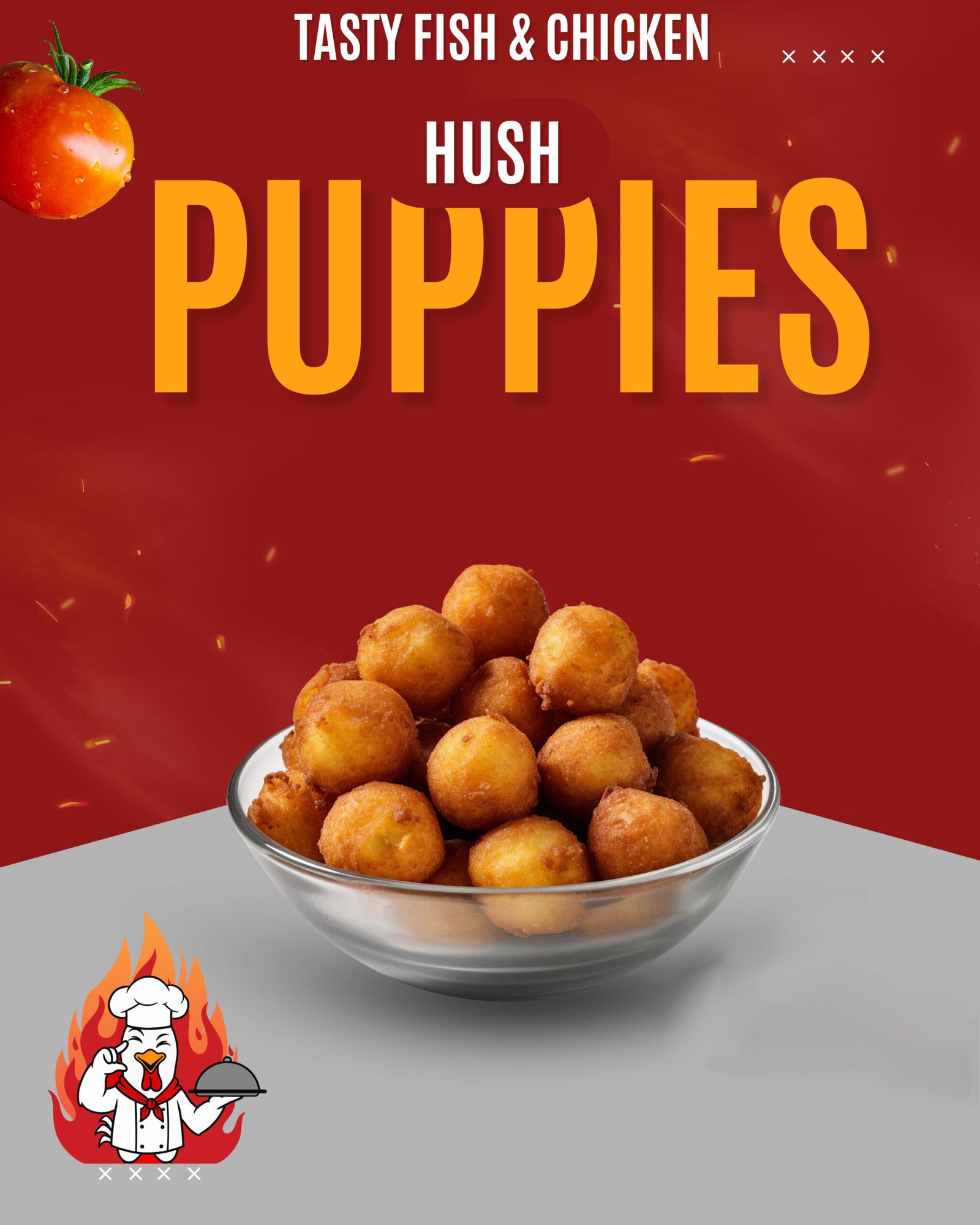 Yellow and Red Minimalist Spicy Chicken Wings Promotion Instagra Hush Puppies - Image 1